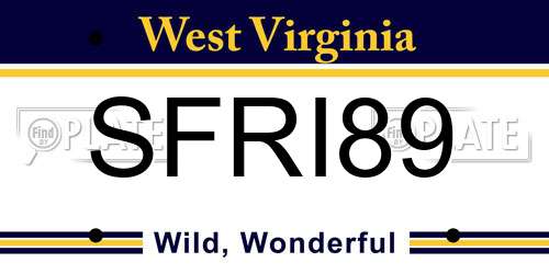 SFRI89 West Virginia License Plate