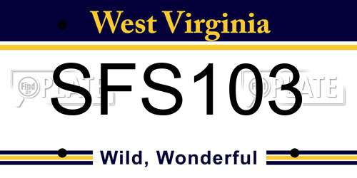 SFS103 West Virginia License Plate