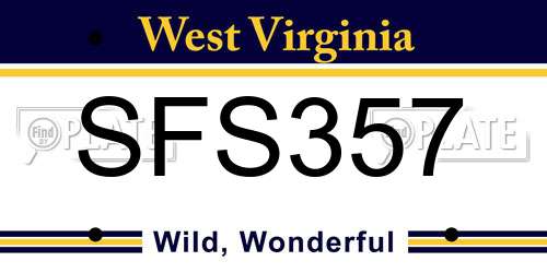 SFS357 West Virginia License Plate