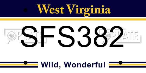 SFS382 West Virginia License Plate