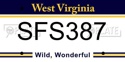 SFS387 West Virginia License Plate