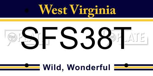 SFS38T West Virginia License Plate