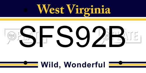 SFS92B West Virginia License Plate