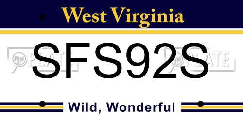 SFS92S West Virginia License Plate