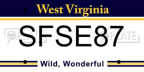 SFSE87 West Virginia License Plate