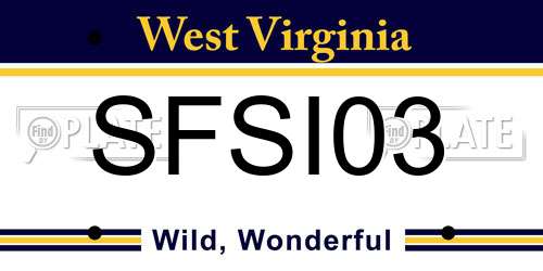 SFSI03 West Virginia License Plate
