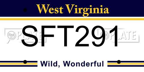 SFT291 West Virginia License Plate