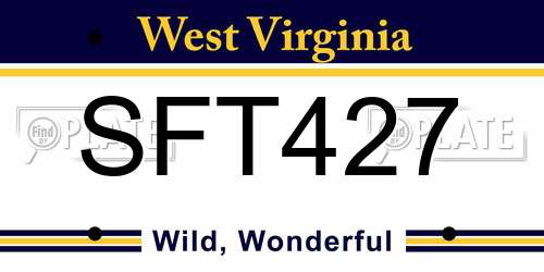 SFT427 West Virginia License Plate