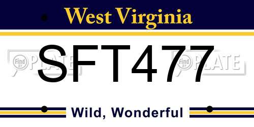 SFT477 West Virginia License Plate