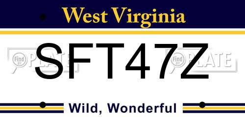 SFT47Z West Virginia License Plate
