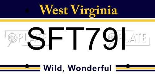 SFT79I West Virginia License Plate