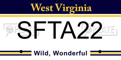 SFTA22 West Virginia License Plate