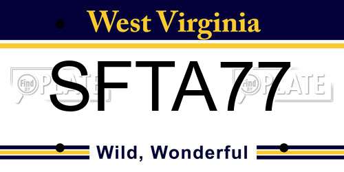 SFTA77 West Virginia License Plate