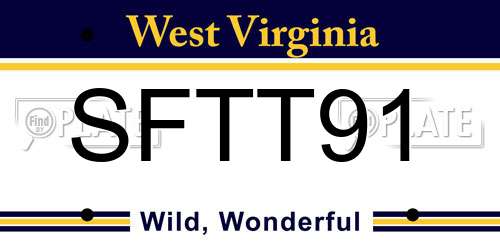 SFTT91 West Virginia License Plate