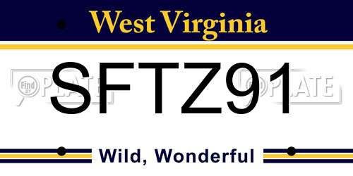 SFTZ91 West Virginia License Plate