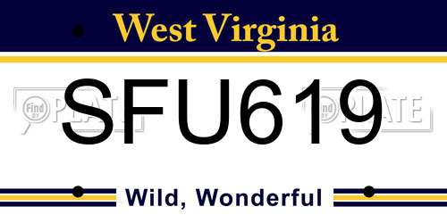 SFU619 West Virginia License Plate