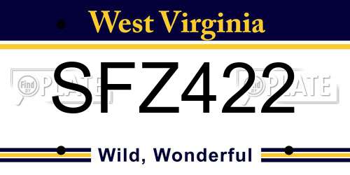 SFZ422 West Virginia License Plate