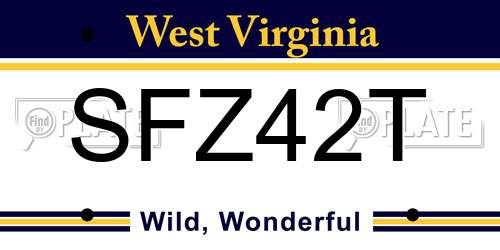 SFZ42T West Virginia License Plate