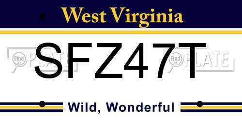 SFZ47T West Virginia License Plate