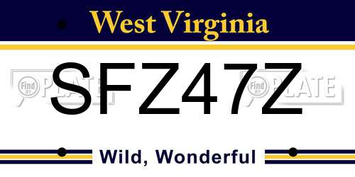 SFZ47Z West Virginia License Plate