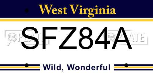 SFZ84A West Virginia License Plate