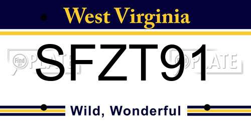 SFZT91 West Virginia License Plate