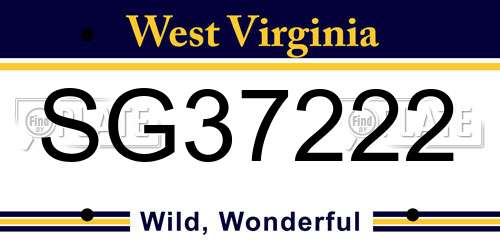 SG37222 West Virginia License Plate
