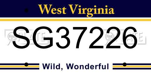 SG37226 West Virginia License Plate