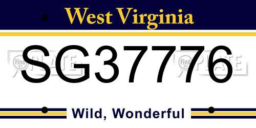 SG37776 West Virginia License Plate