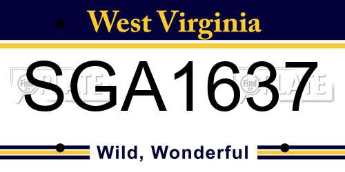 SGA1637 West Virginia License Plate