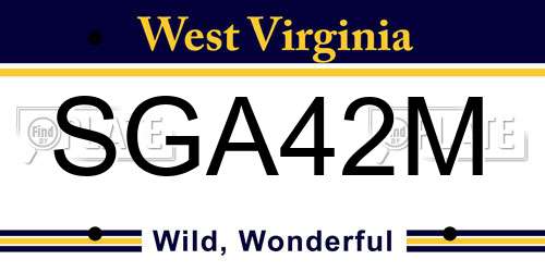 SGA42M West Virginia License Plate