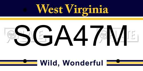 SGA47M West Virginia License Plate