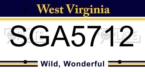 SGA5712 West Virginia License Plate