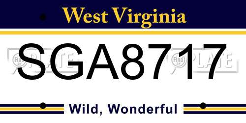 SGA8717 West Virginia License Plate