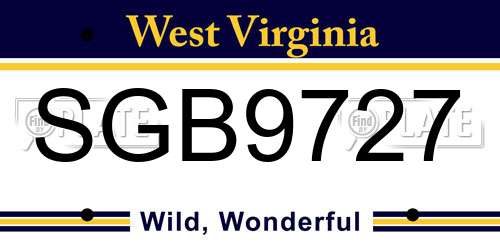 SGB9727 West Virginia License Plate