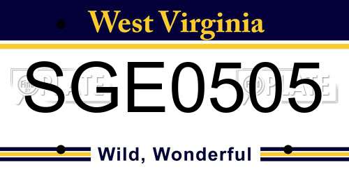 SGE0505 West Virginia License Plate