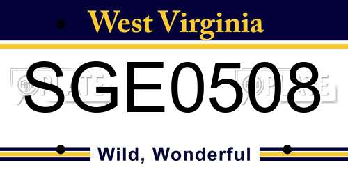 SGE0508 West Virginia License Plate