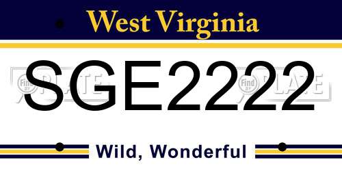 SGE2222 West Virginia License Plate