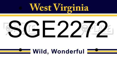 SGE2272 West Virginia License Plate