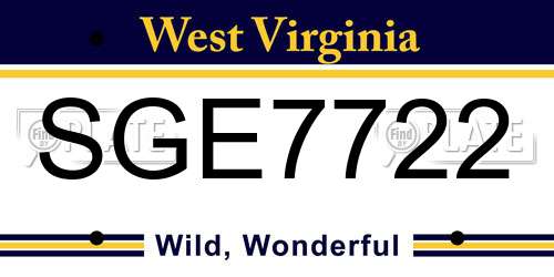 SGE7722 West Virginia License Plate
