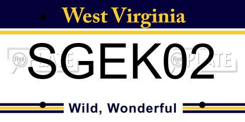 SGEK02 West Virginia License Plate
