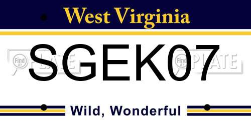 SGEK07 West Virginia License Plate