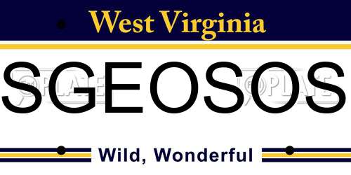 SGEOSOS West Virginia License Plate
