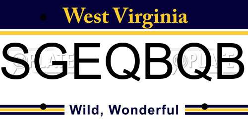 SGEQBQB West Virginia License Plate