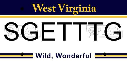 SGETTTG West Virginia License Plate