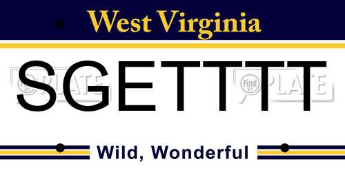 SGETTTT West Virginia License Plate