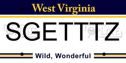SGETTTZ West Virginia License Plate