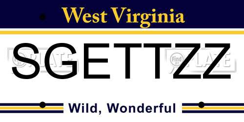 SGETTZZ West Virginia License Plate