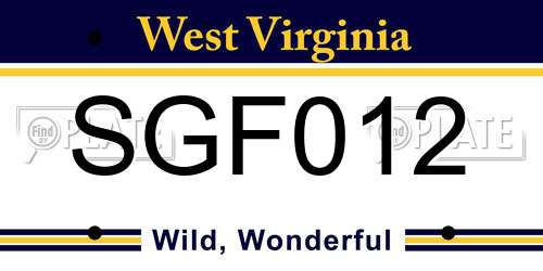 SGF012 West Virginia License Plate