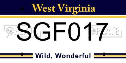 SGF017 West Virginia License Plate